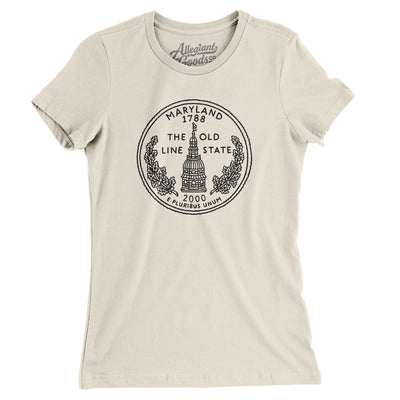 Maryland State Quarter Women's T-Shirt-Natural-Allegiant Goods Co. Vintage Sports Apparel