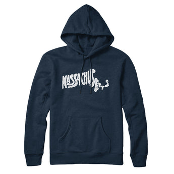 Massachusetts State Shape Text Hoodie-Allegiant Goods Co. Vintage Sports Apparel