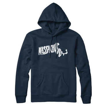 Massachusetts State Shape Text Hoodie-Allegiant Goods Co. Vintage Sports Apparel
