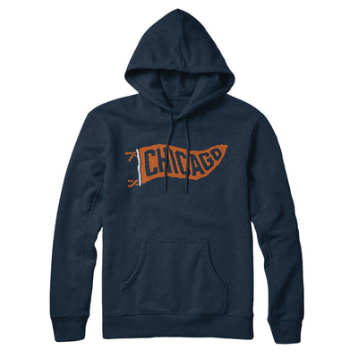 Chicago Pennant Hoodie-Navy Blue-Allegiant Goods Co. Vintage Sports Apparel