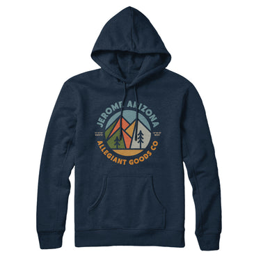 Jerome Arizona Retro Badge Hoodie-Navy Blue-Allegiant Goods Co. Vintage Sports Apparel