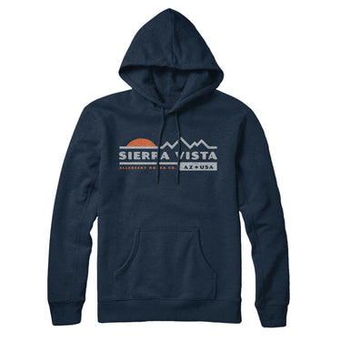 Sierra Vista Mountain Sunset Hoodie-Navy Blue-Allegiant Goods Co. Vintage Sports Apparel