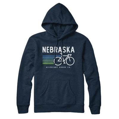 Nebraska Cycling Hoodie-Navy Blue-Allegiant Goods Co. Vintage Sports Apparel