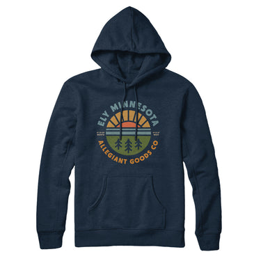 Ely Minnesota Retro Badge Hoodie-Allegiant Goods Co. Vintage Sports Apparel