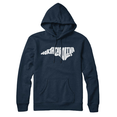 North Carolina State Shape Text Hoodie-Navy Blue-Allegiant Goods Co. Vintage Sports Apparel