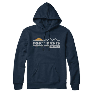 Fort Davis Mountain Sunset Hoodie-Navy Blue-Allegiant Goods Co. Vintage Sports Apparel