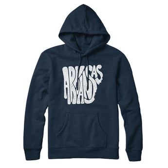 Arkansas State Shape Text Hoodie-Navy Blue-Allegiant Goods Co. Vintage Sports Apparel