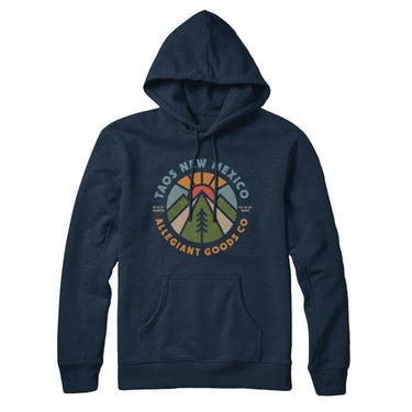 Taos New Mexico Retro Badge Hoodie-Allegiant Goods Co. Vintage Sports Apparel