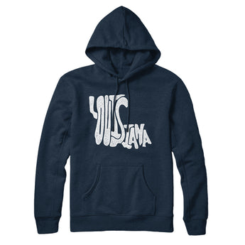 Louisiana State Shape Text Hoodie-Allegiant Goods Co. Vintage Sports Apparel