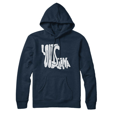 Louisiana State Shape Text Hoodie-Allegiant Goods Co. Vintage Sports Apparel