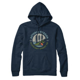 Astoria Oregon Retro Badge Hoodie-Navy Blue-Allegiant Goods Co. Vintage Sports Apparel