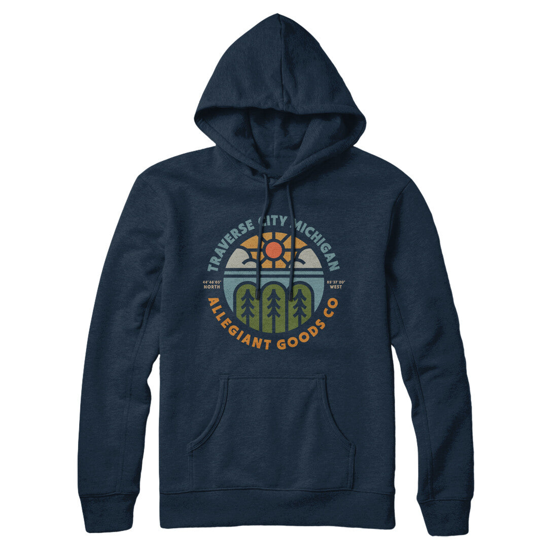 Traverse City Michigan Retro Badge Hoodie - Allegiant Goods Co.