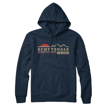Scottsdale Mountain Sunset Hoodie-Navy Blue-Allegiant Goods Co. Vintage Sports Apparel