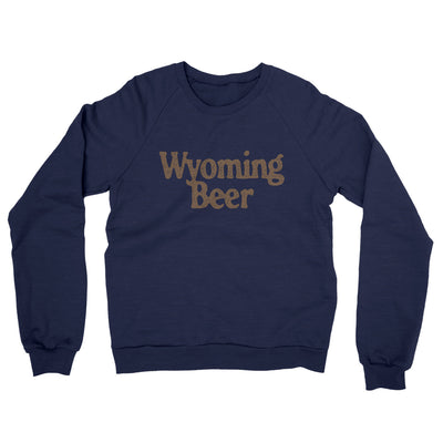 Wyoming Beer Midweight French Terry Crewneck Sweatshirt-Navy-Allegiant Goods Co. Vintage Sports Apparel