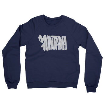 Montana State Shape Text Midweight French Terry Crewneck Sweatshirt-Allegiant Goods Co. Vintage Sports Apparel