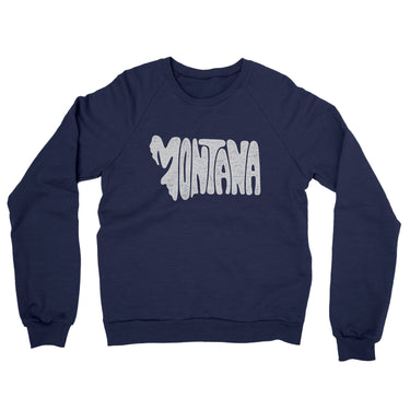 Montana State Shape Text Midweight French Terry Crewneck Sweatshirt-Allegiant Goods Co. Vintage Sports Apparel