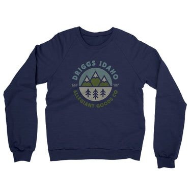Driggs Idaho Retro Badge Midweight French Terry Crewneck Sweatshirt-Allegiant Goods Co. Vintage Sports Apparel