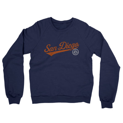 San Diego Vintage Script Midweight French Terry Crewneck Sweatshirt-Navy-Allegiant Goods Co. Vintage Sports Apparel