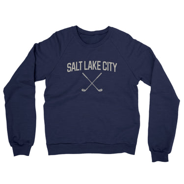 Salt Lake City Golf Midweight French Terry Crewneck Sweatshirt-Navy-Allegiant Goods Co. Vintage Sports Apparel