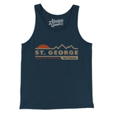 St. George Mountain Sunset Men/Unisex Tank Top-Navy-Allegiant Goods Co. Vintage Sports Apparel