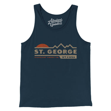 St. George Mountain Sunset Men/Unisex Tank Top-Navy-Allegiant Goods Co. Vintage Sports Apparel