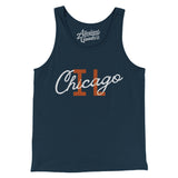 Chicago Illinois Overprinted Men/Unisex Tank Top-Navy-Allegiant Goods Co. Vintage Sports Apparel