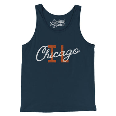 Chicago Illinois Overprinted Men/Unisex Tank Top-Navy-Allegiant Goods Co. Vintage Sports Apparel