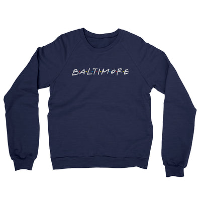Baltimore Friends Midweight French Terry Crewneck Sweatshirt-Navy-Allegiant Goods Co. Vintage Sports Apparel