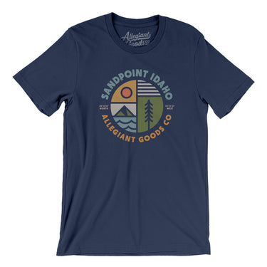 Sandpoint Idaho Retro Badge Men/Unisex T-Shirt-Navy-Allegiant Goods Co. Vintage Sports Apparel