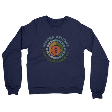 Sedona Arizona Retro Badge Midweight French Terry Crewneck Sweatshirt-Navy-Allegiant Goods Co. Vintage Sports Apparel