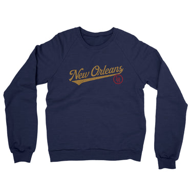 New Orleans Vintage Script Midweight French Terry Crewneck Sweatshirt-Navy-Allegiant Goods Co. Vintage Sports Apparel