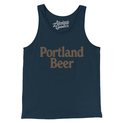 Portland Beer Men/Unisex Tank Top-Navy-Allegiant Goods Co. Vintage Sports Apparel