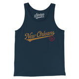 New Orleans Vintage Script Men/Unisex Tank Top-Navy-Allegiant Goods Co. Vintage Sports Apparel