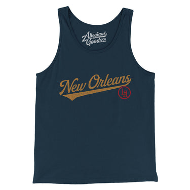 New Orleans Vintage Script Men/Unisex Tank Top-Navy-Allegiant Goods Co. Vintage Sports Apparel