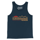 Albuquerque Mountain Sunset Men/Unisex Tank Top-Navy-Allegiant Goods Co. Vintage Sports Apparel