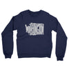 Washington State Shape Text Midweight French Terry Crewneck Sweatshirt-Navy-Allegiant Goods Co. Vintage Sports Apparel