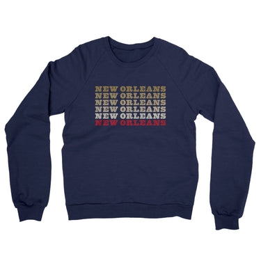 New Orleans Repeat Midweight French Terry Crewneck Sweatshirt-Navy-Allegiant Goods Co. Vintage Sports Apparel