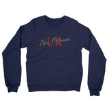 New Orleans La Overprinted Midweight French Terry Crewneck Sweatshirt-Navy-Allegiant Goods Co. Vintage Sports Apparel