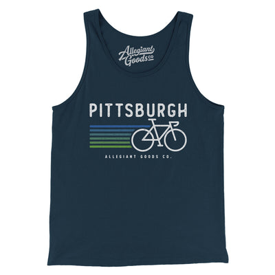 Pittsburgh Cycling Men/Unisex Tank Top-Navy-Allegiant Goods Co. Vintage Sports Apparel