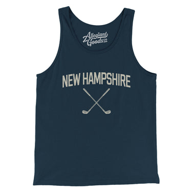 New Hampshire Golf Men/Unisex Tank Top-Navy-Allegiant Goods Co. Vintage Sports Apparel