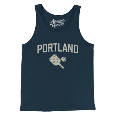 Portland Pickleball Men/Unisex Tank Top-Navy-Allegiant Goods Co. Vintage Sports Apparel