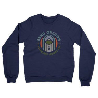 Bend Oregon Retro Badge Midweight French Terry Crewneck Sweatshirt-Navy-Allegiant Goods Co. Vintage Sports Apparel