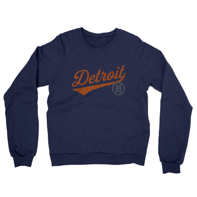 Detroit Vintage Script Midweight French Terry Crewneck Sweatshirt-Navy-Allegiant Goods Co. Vintage Sports Apparel