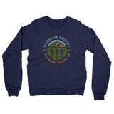 Flagstaff Arizona Retro Badge Midweight French Terry Crewneck Sweatshirt-Navy-Allegiant Goods Co. Vintage Sports Apparel