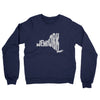 New York State Shape Text Midweight French Terry Crewneck Sweatshirt-Navy-Allegiant Goods Co. Vintage Sports Apparel