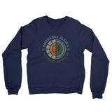 Fairbanks Alaska Retro Badge Midweight French Terry Crewneck Sweatshirt-Navy-Allegiant Goods Co. Vintage Sports Apparel