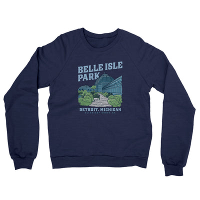 Belle Isle Park Midweight French Terry Crewneck Sweatshirt-Navy-Allegiant Goods Co. Vintage Sports Apparel
