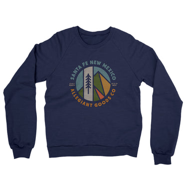 Santa Fe New Mexico Retro Badge Midweight French Terry Crewneck Sweatshirt-Navy-Allegiant Goods Co. Vintage Sports Apparel