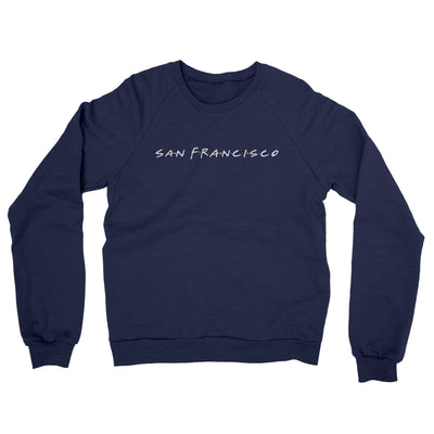 San Francisco Friends Midweight French Terry Crewneck Sweatshirt-Navy-Allegiant Goods Co. Vintage Sports Apparel