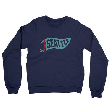 Seattle Pennant Midweight French Terry Crewneck Sweatshirt-Navy-Allegiant Goods Co. Vintage Sports Apparel